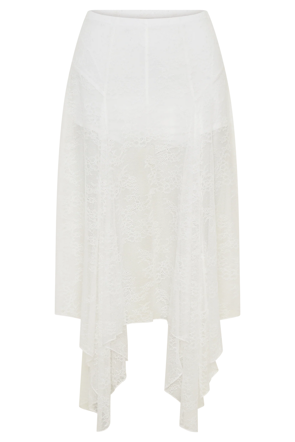 Haime Lace Hankie Midi Skirt - Ivory