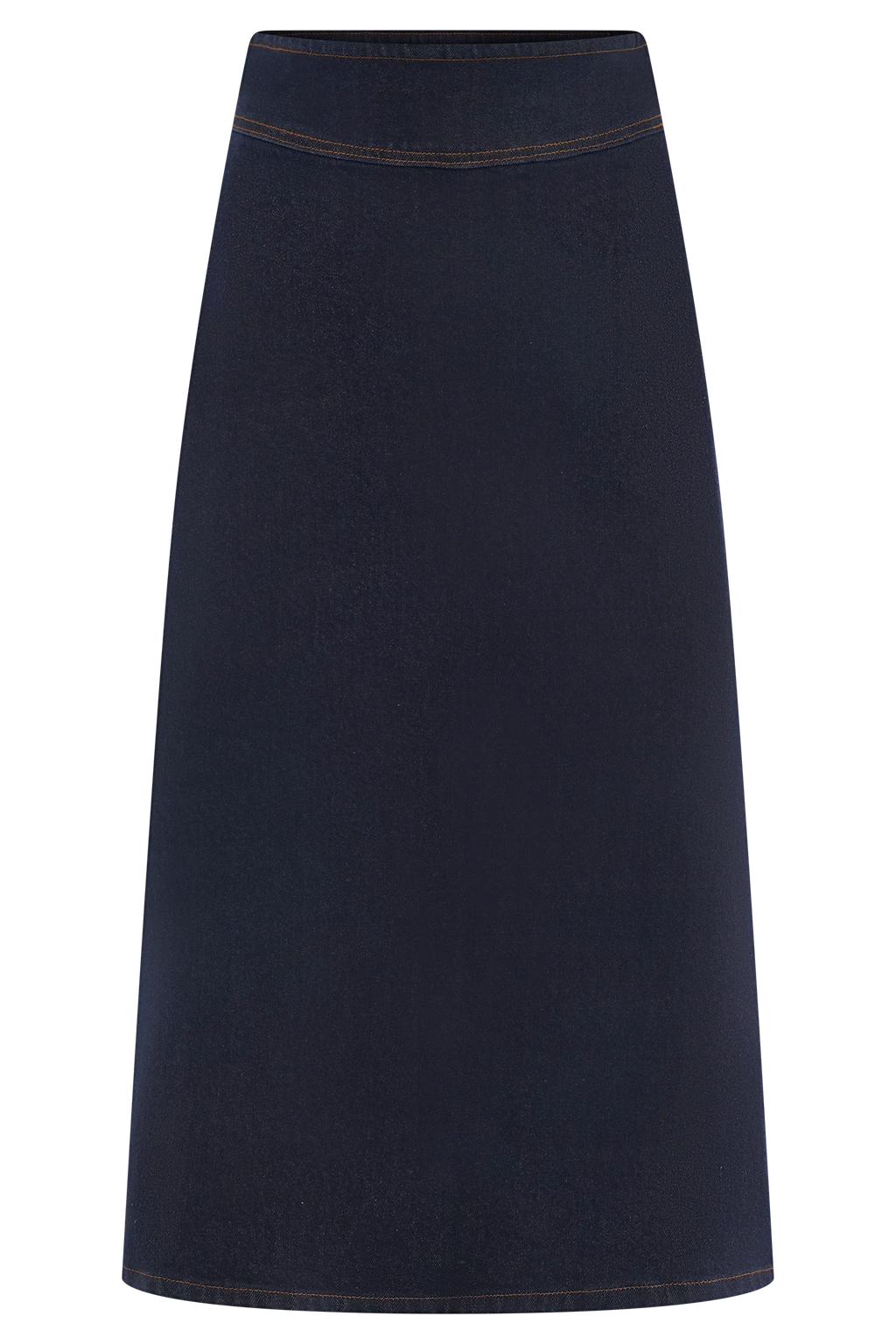 Cecilia Denim A-Line Midi Skirt - Indigo Blue