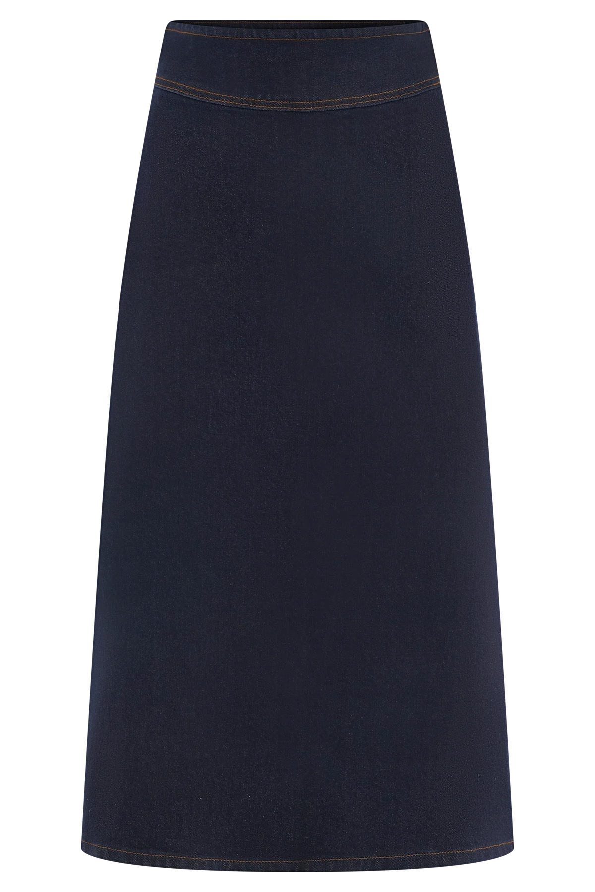 Cecilia Denim A-Line Midi Skirt - Indigo Blue