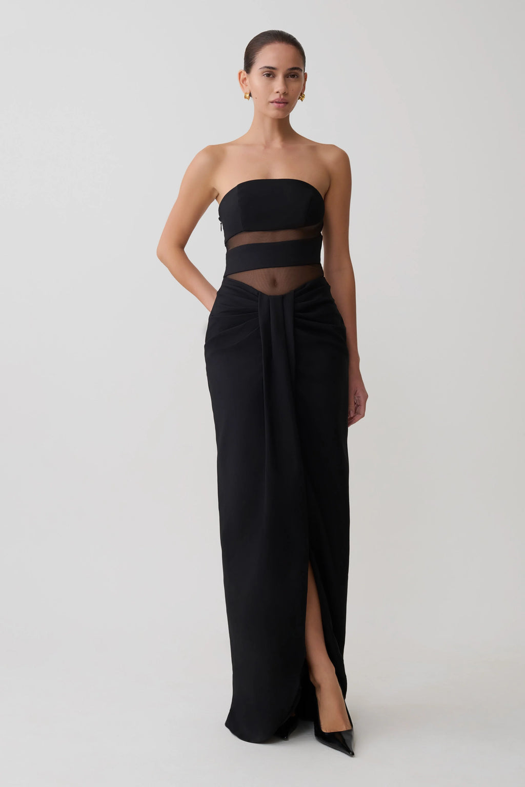 Paulina Cut Out Strapless Maxi Dress - Black
