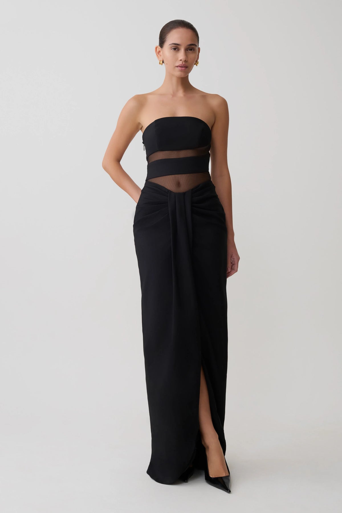 Paulina Cut Out Strapless Maxi Dress - Black