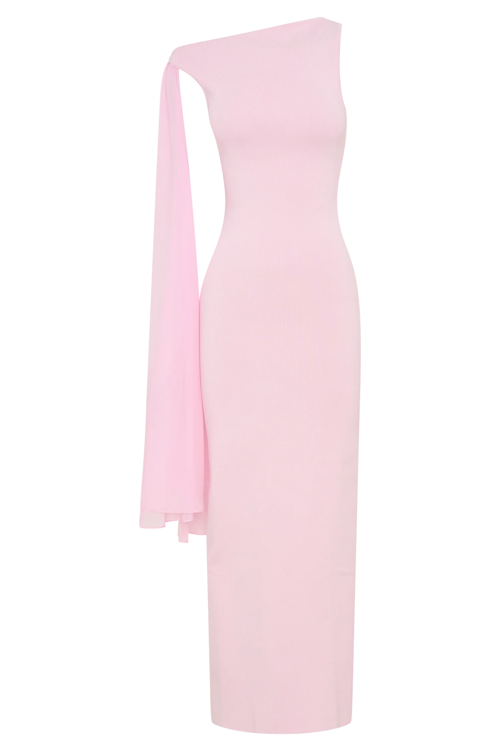 Farid Bandage Midi Dress With Chiffon - Baby Pink