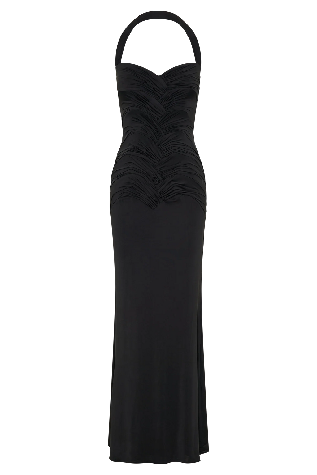 Hoai Gathered Slinky Halter Maxi Dress - Black