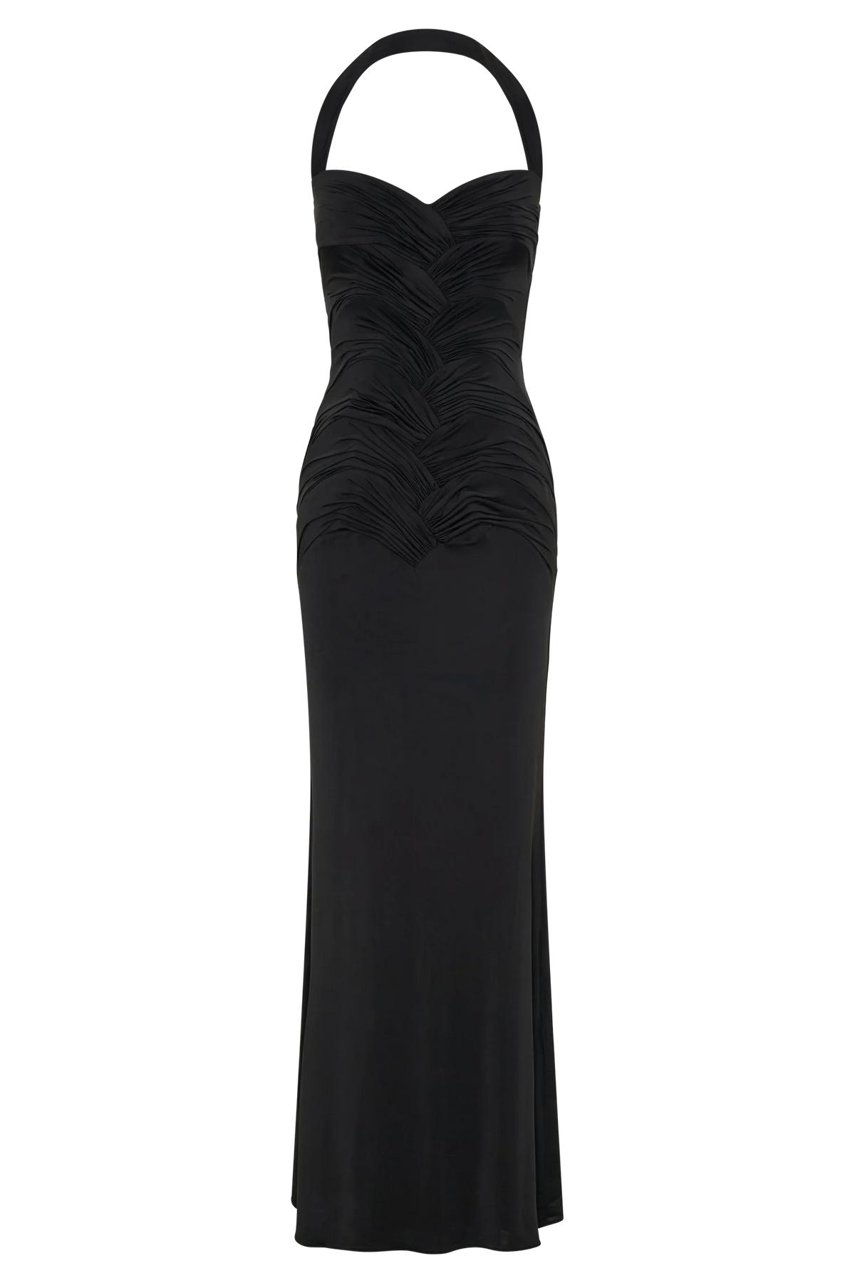 Hoai Gathered Slinky Halter Maxi Dress - Black