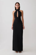 Elan Stretch Crepe Maxi Dress - Black