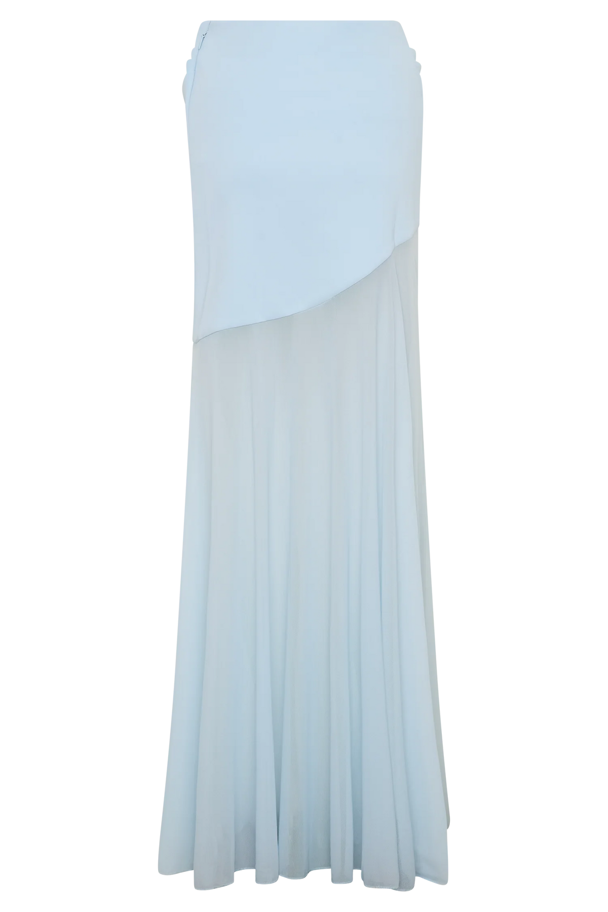 Portia Scuba And Mesh Maxi Skirt - Pale Blue