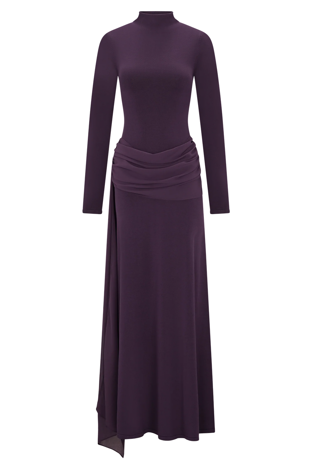 Grayson Knit Chiffon Maxi Dress - Plum