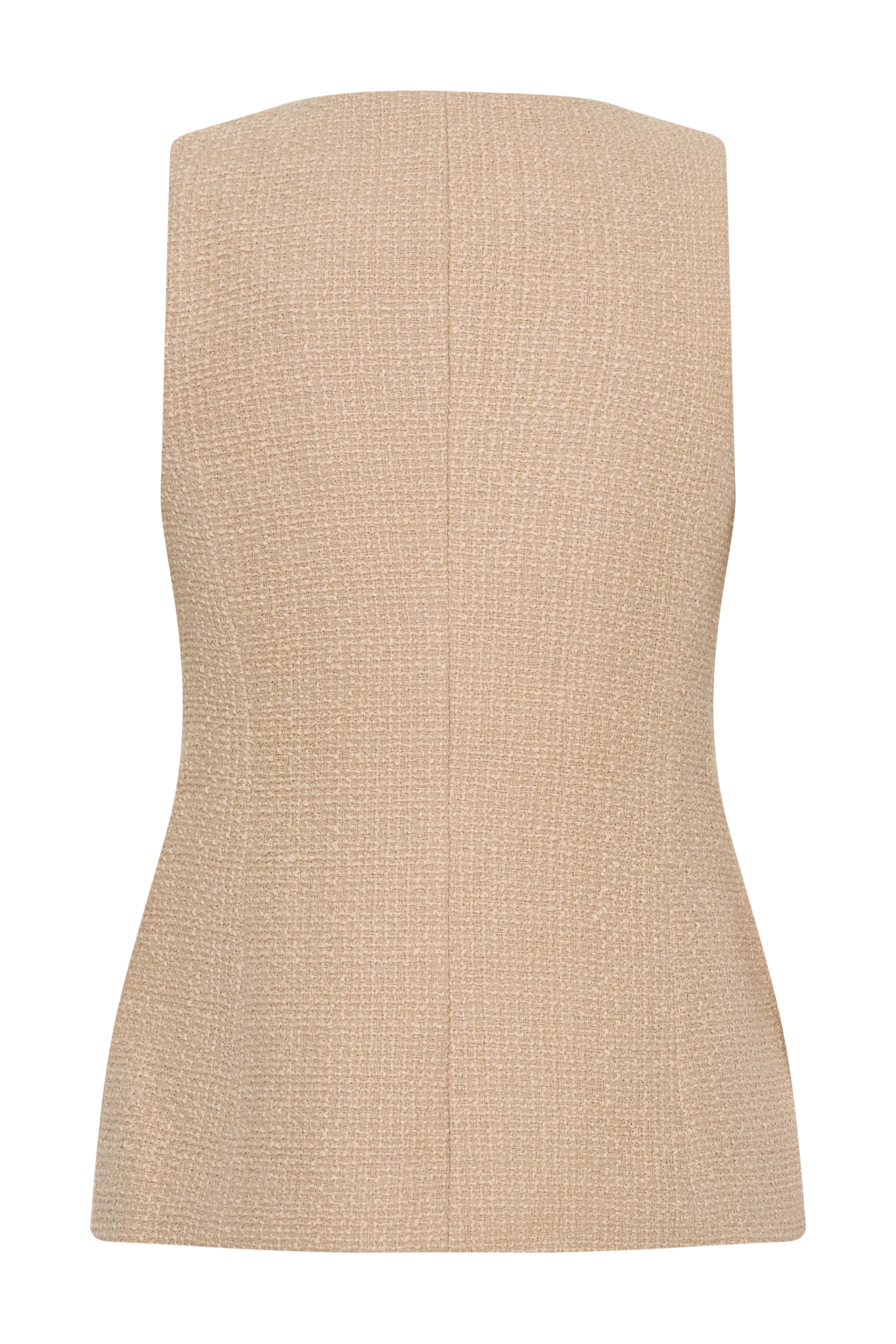 Camilla Boucle Sleeveless Vest - Light Taupe