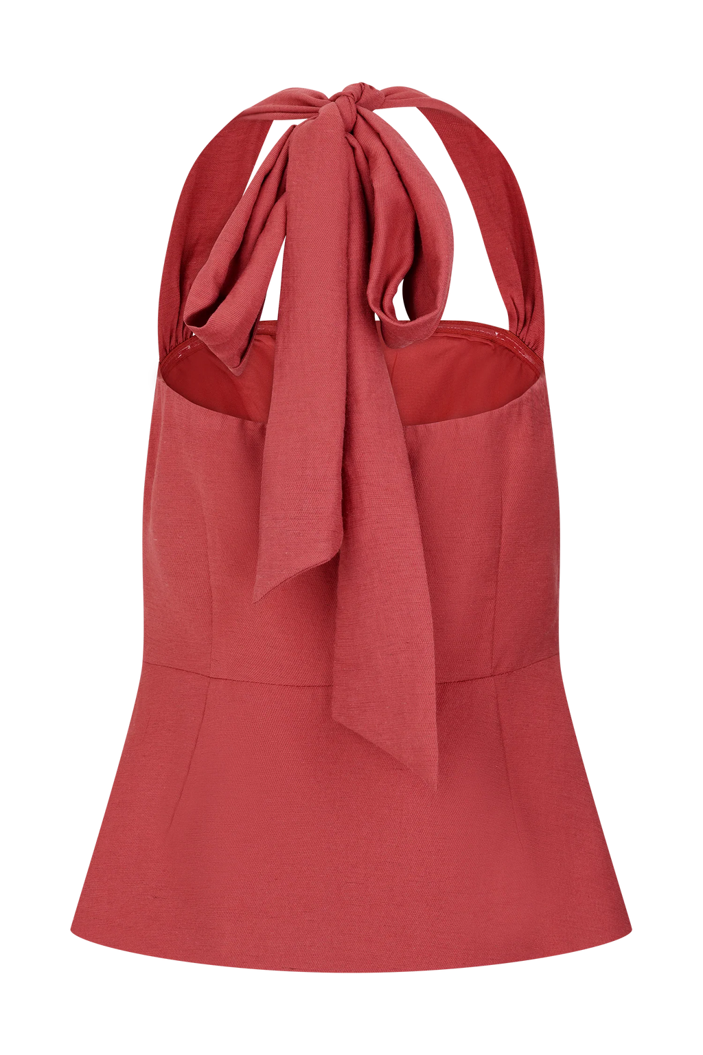 Kallie Linen Peplum Halter Top - Burnt Rose