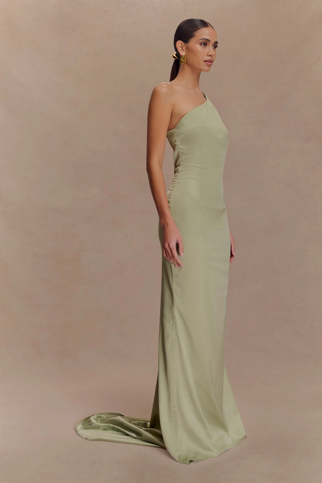 Harper One Shoulder Gown - Sage