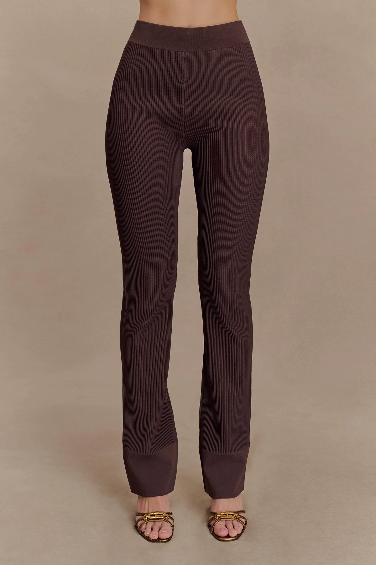Elodie Ribbed Knit Pants - Chocolate