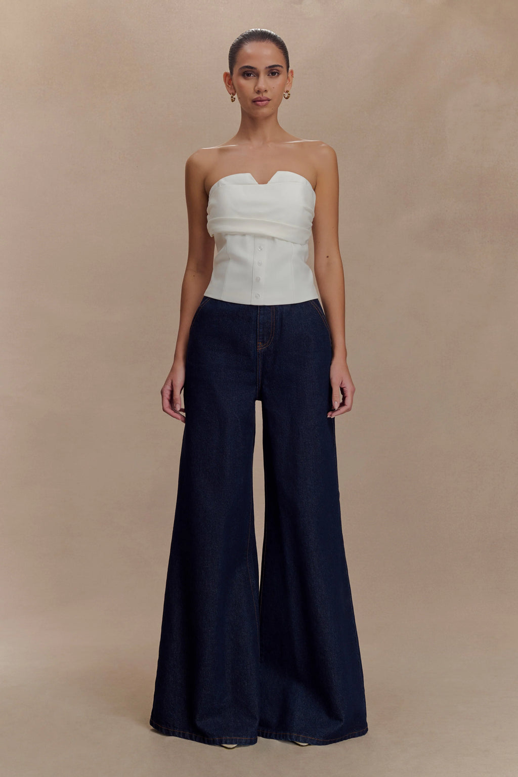 Zillah Strapless Cotton Top - White