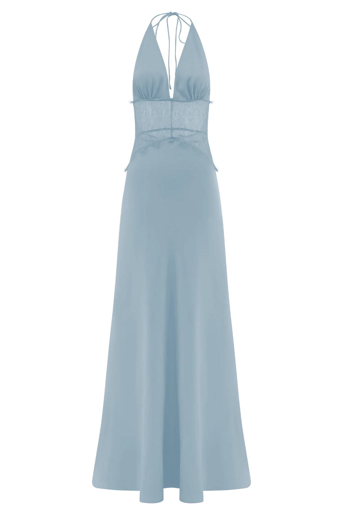 Dinah Lace And Satin Maxi Dress - Cornflower Blue