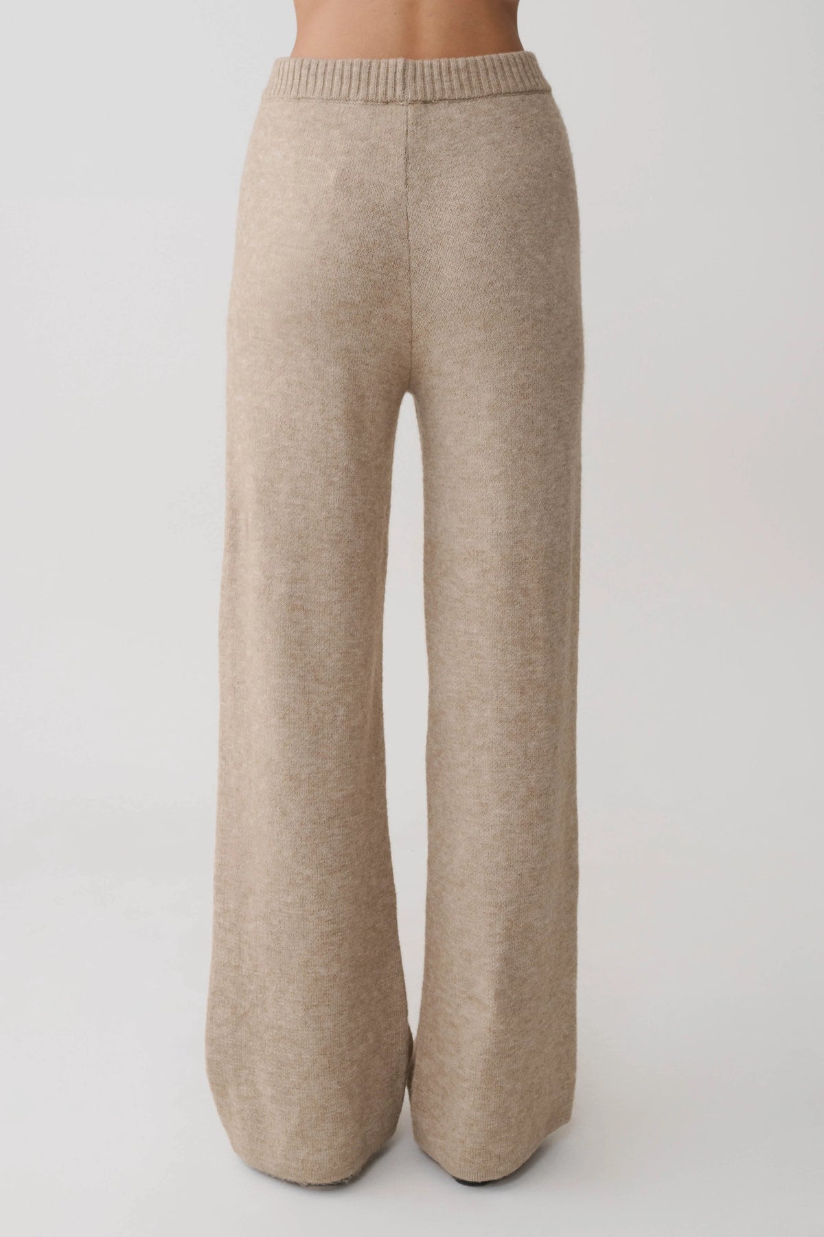 Evan Knit Wide Leg Pants - Beige Marle