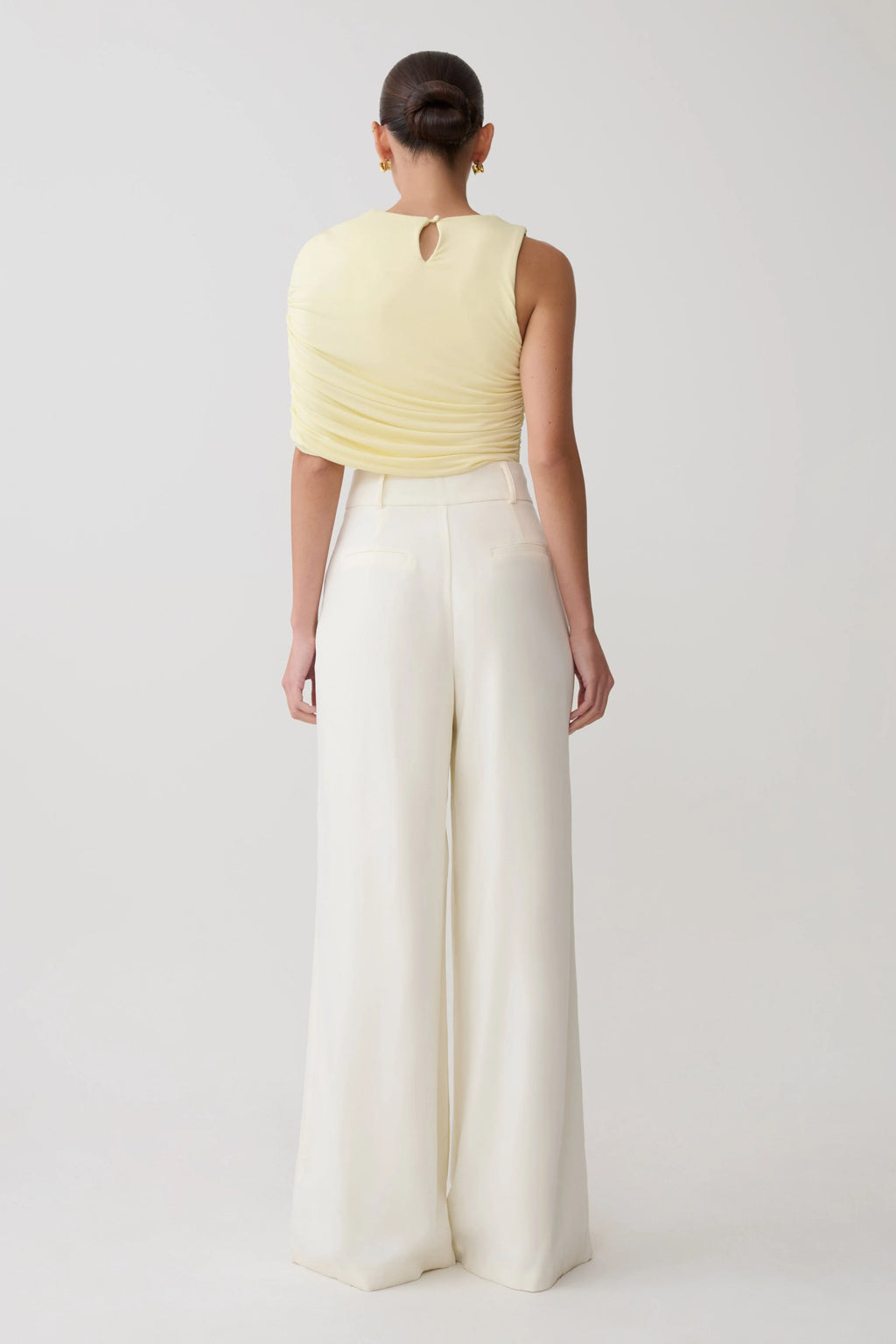 Adrienne One Shoulder Slinky Top - Lemon