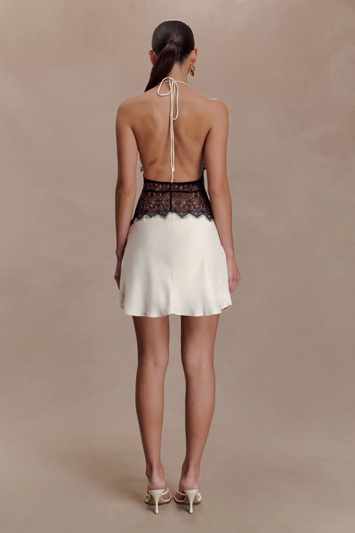 Dinah Lace And Satin Mini Dress - Black/Ivory