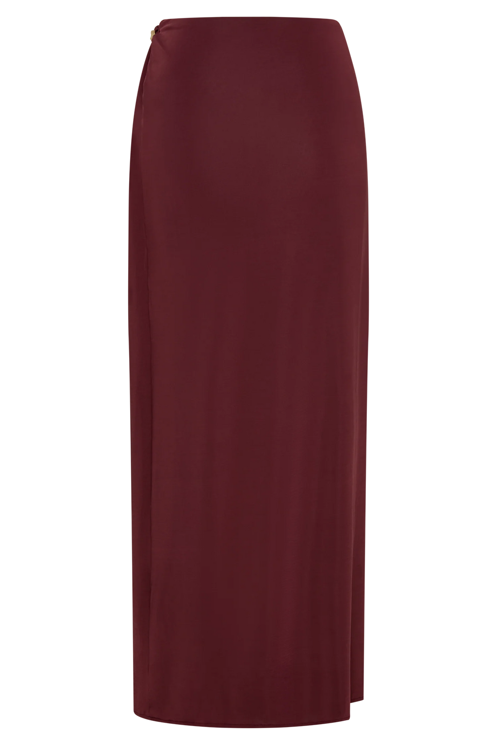Bridget Slinky Maxi Skirt With Hardware - Burgundy