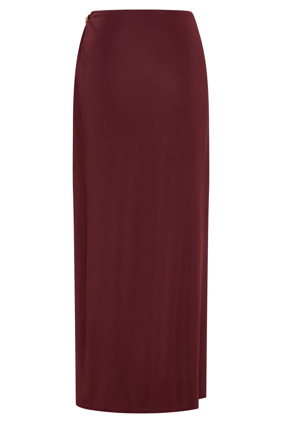 Bridget Slinky Maxi Skirt With Hardware - Burgundy