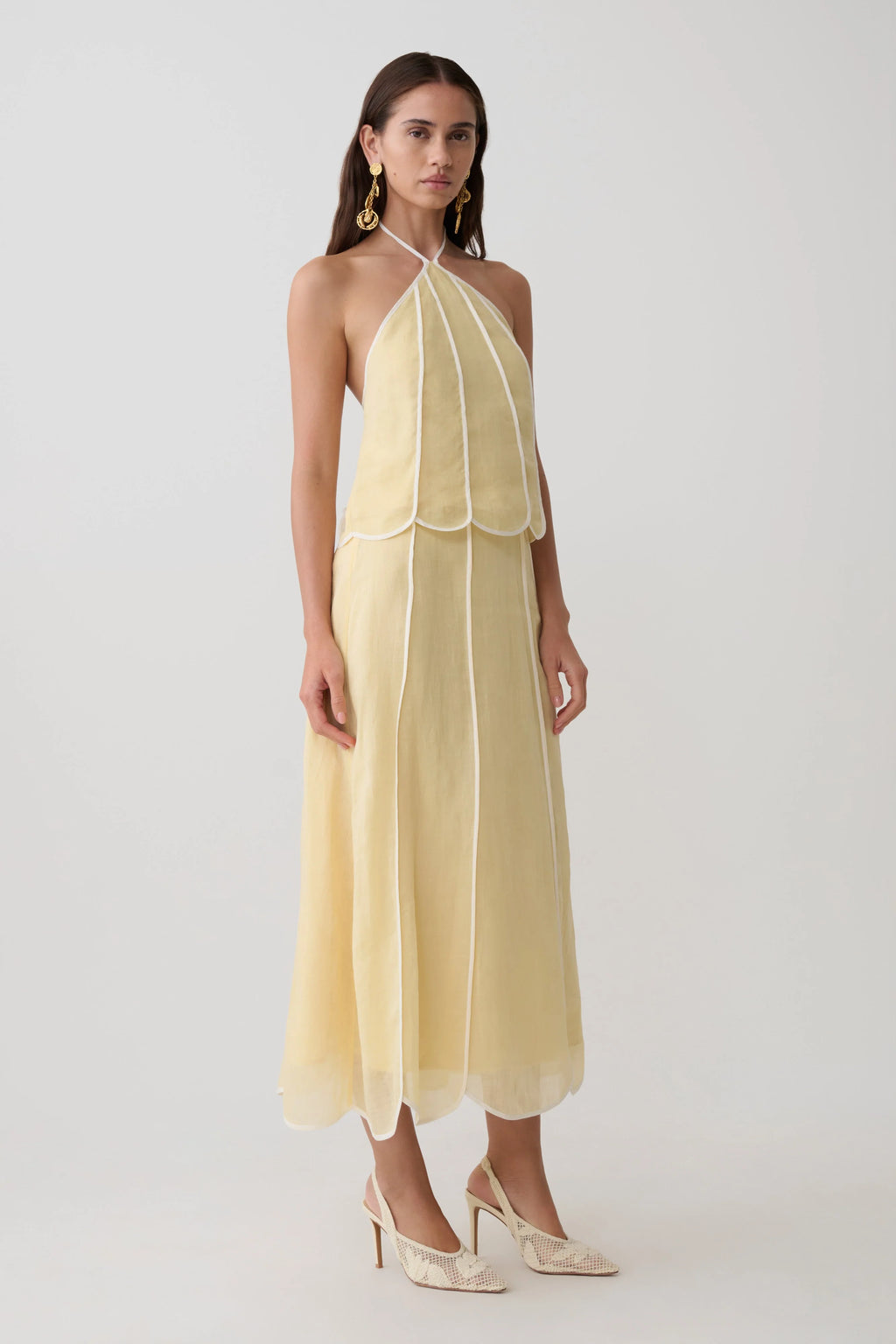 Georgia Panelled Midi Skirt - Butter