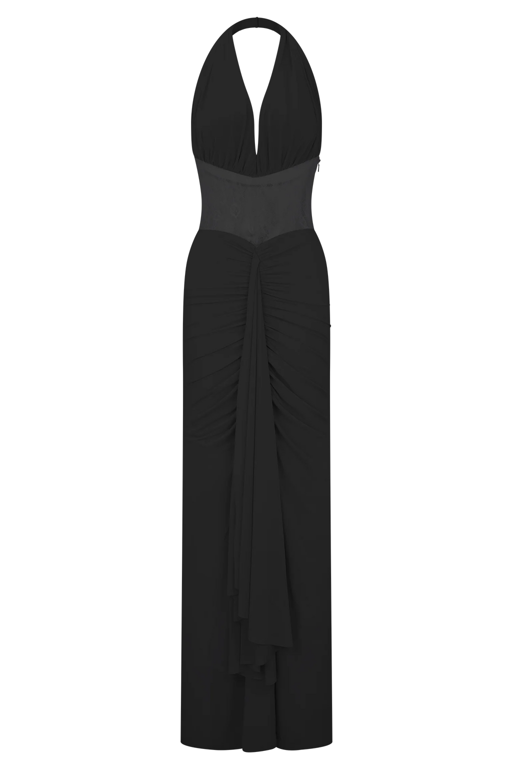 Bonnie Slinky And Lace Maxi Dress - Black
