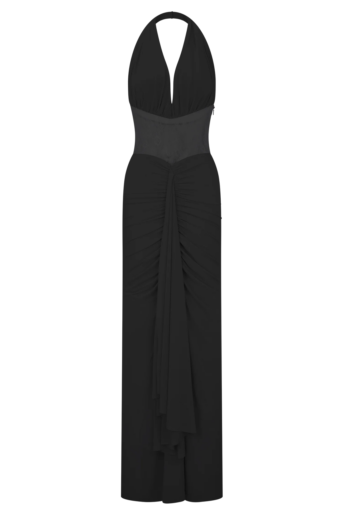 Bonnie Slinky And Lace Maxi Dress - Black