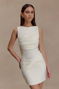 Henley Slinky Drape Mini Dress - Ivory