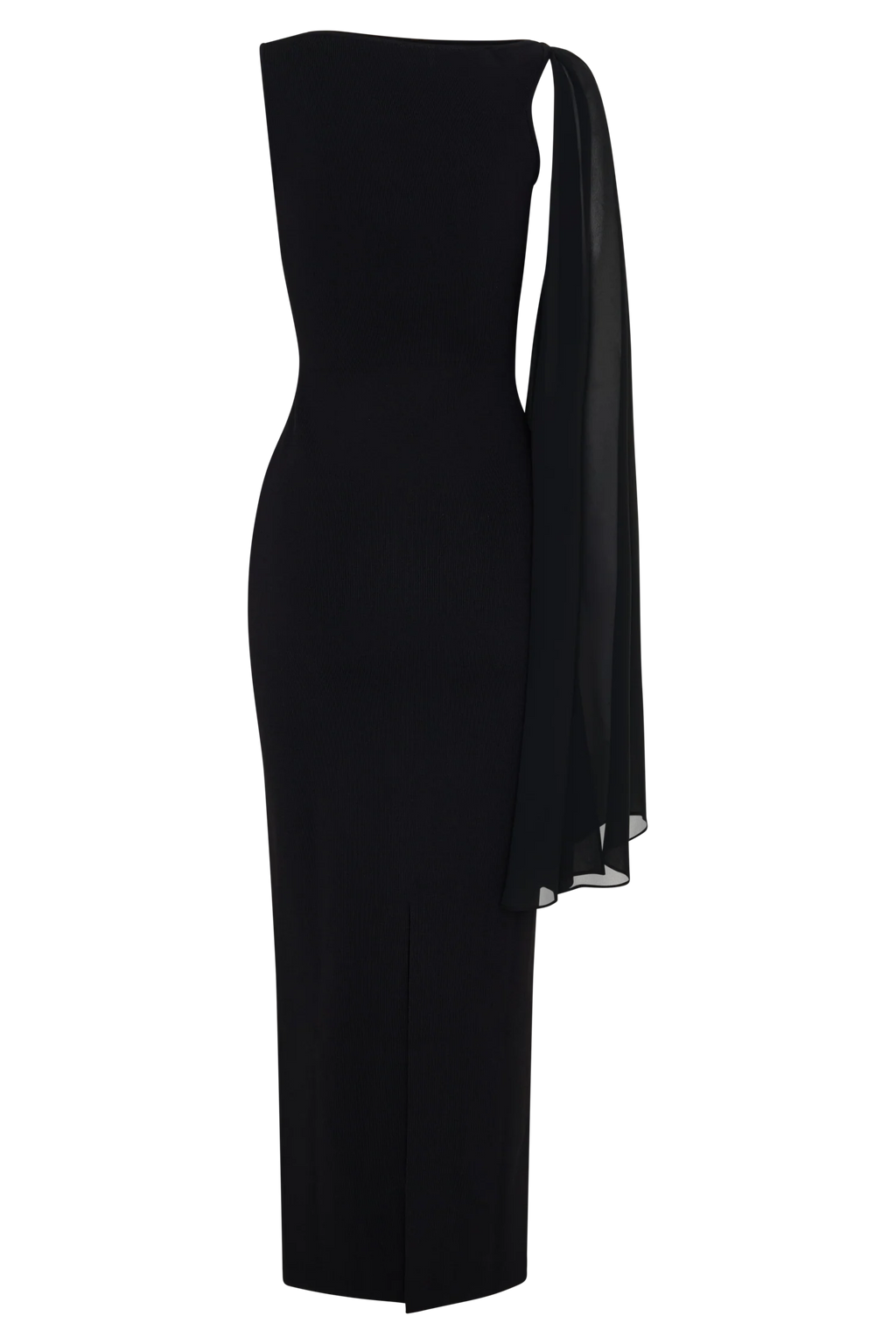 Farid Bandage Midi Dress With Chiffon - Black