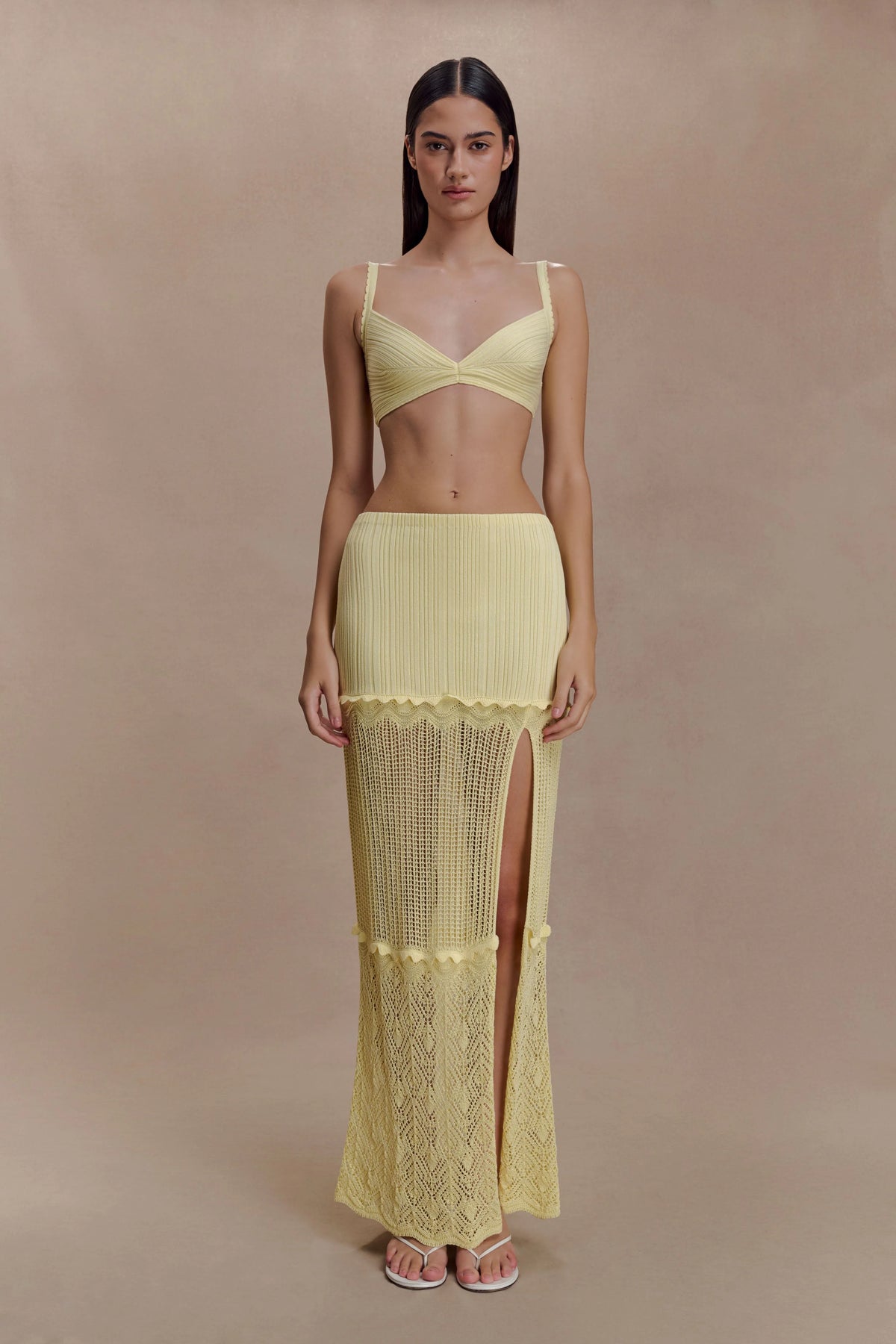 Coleene Pointelle Knit Top - Lemon
