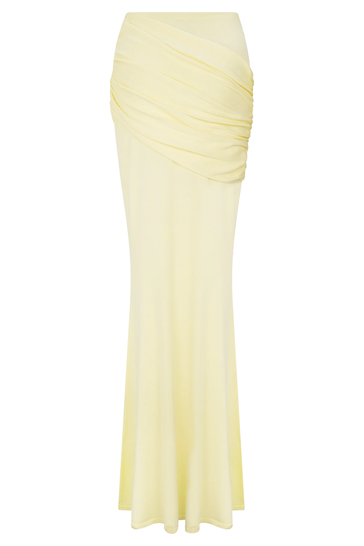 Irene Gathered Knit Maxi Skirt - Lemon