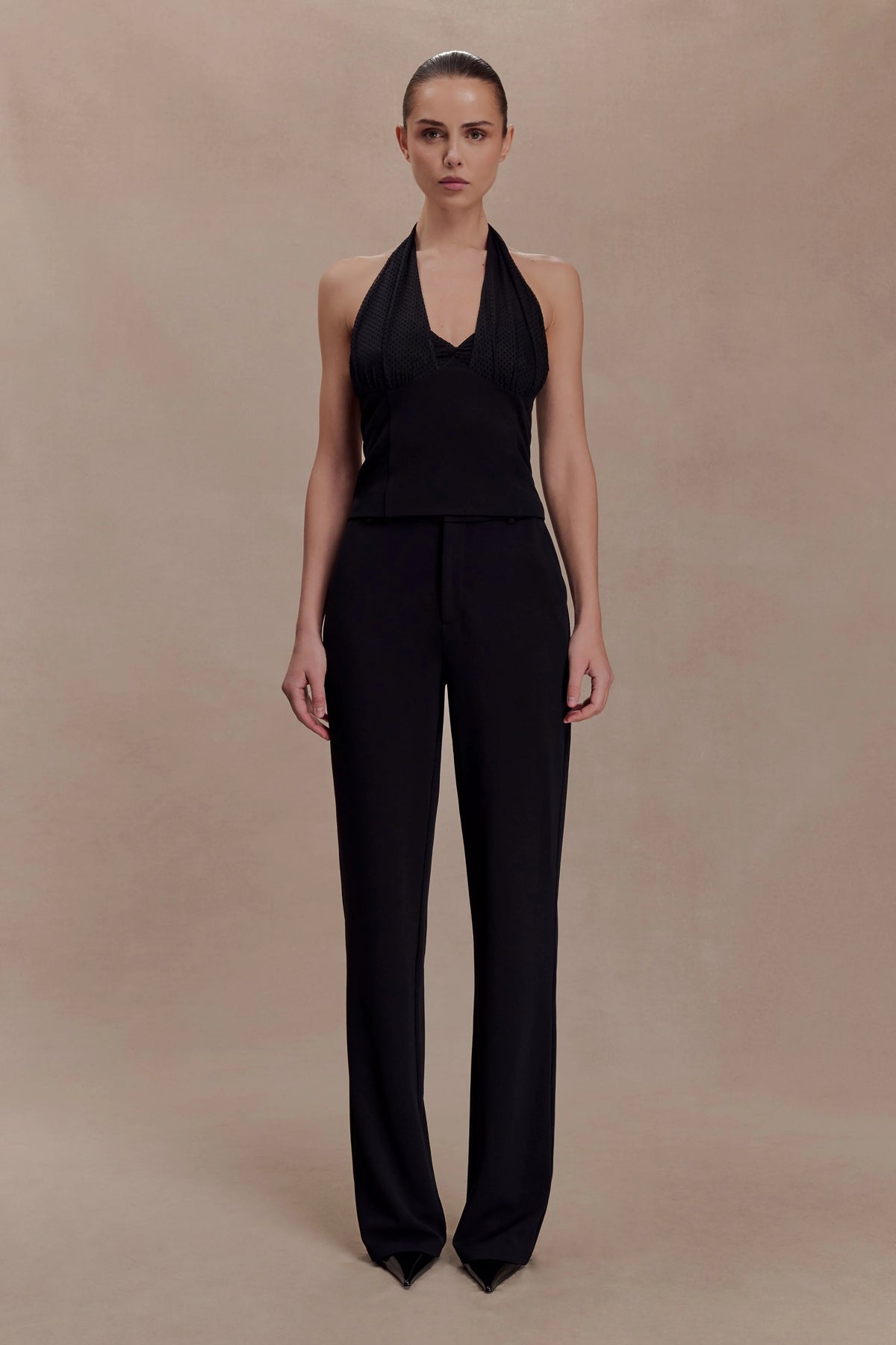 Cressida Crepe Halter Top - Black