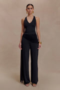 Aspyn Slinky Gathered Wide Leg Pants - Black