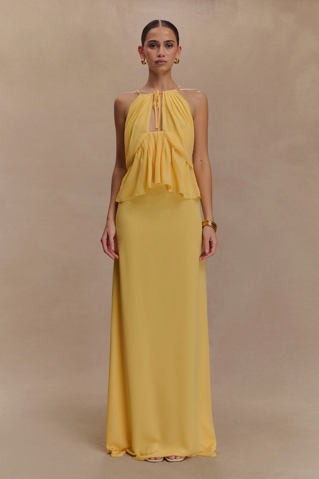 Korra Chiffon Halter Top - Butterscotch