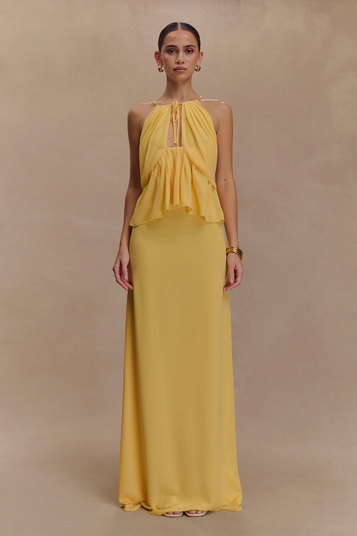 Korra Chiffon Halter Top - Butterscotch