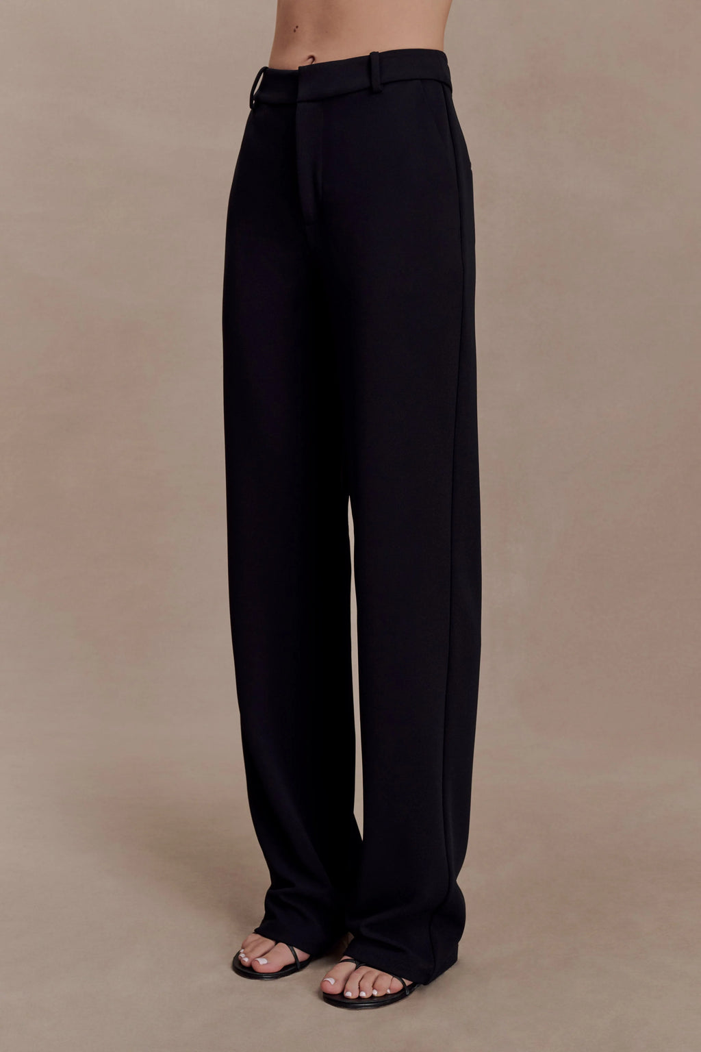 Maude Crepe Straight Leg Pants - Black