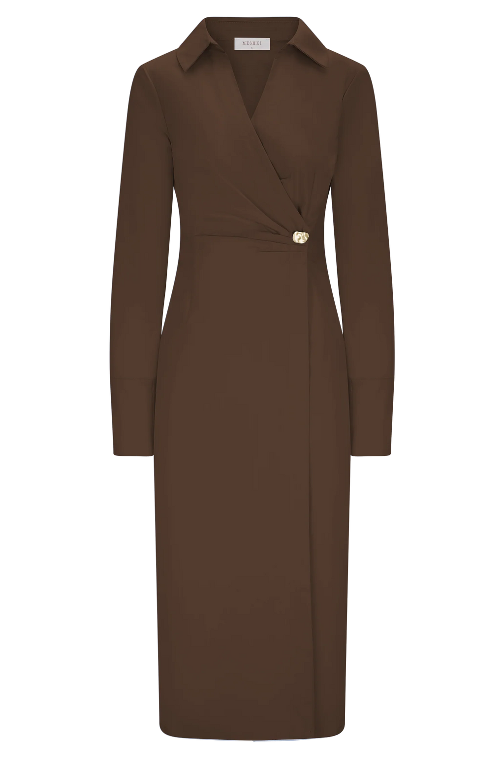 Mikaila Asymmetric Shirt Dress - Dark Chocolate