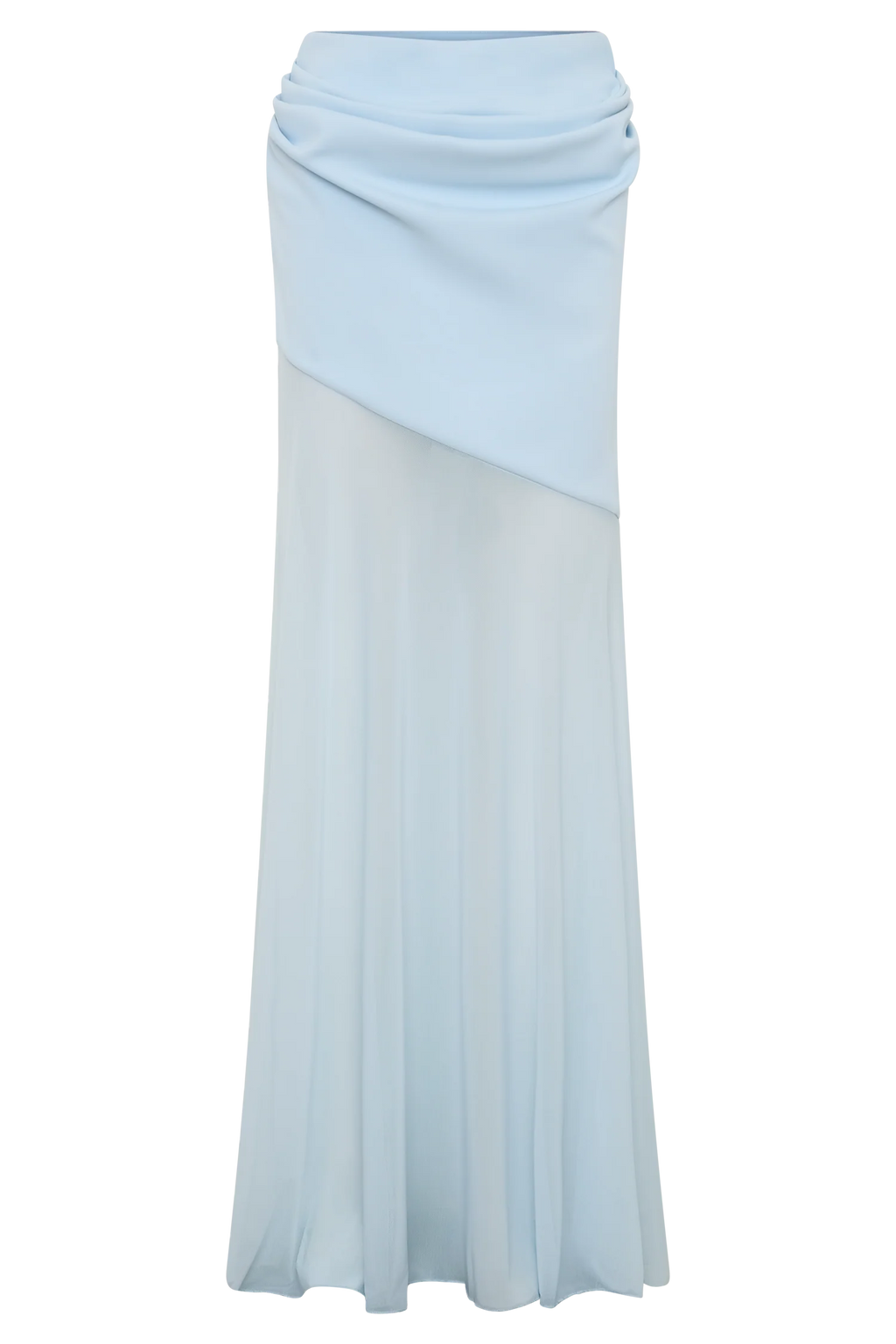 Portia Scuba And Mesh Maxi Skirt - Pale Blue
