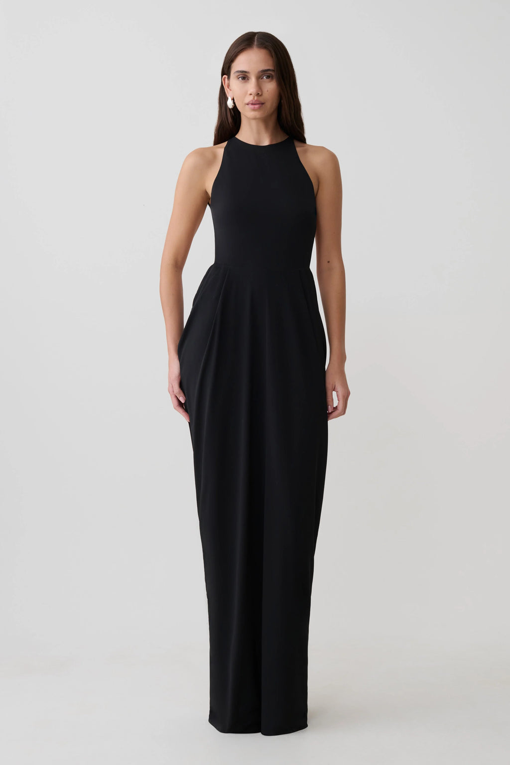 Bahari Low Back Halter Maxi Dress - Black