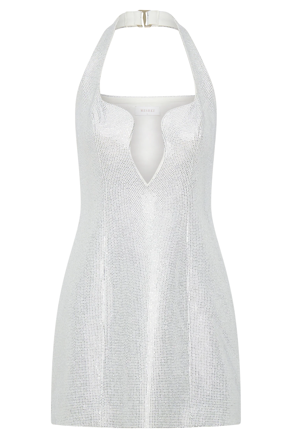 Raina Diamante Halter Mini Dress - White