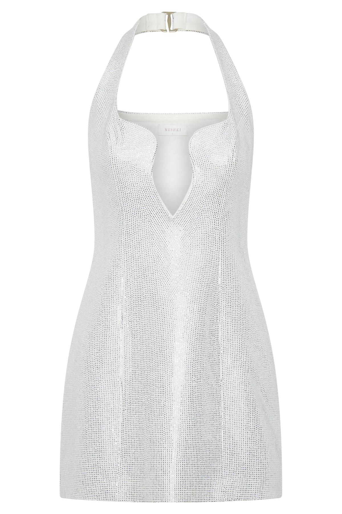Raina Diamante Halter Mini Dress - White