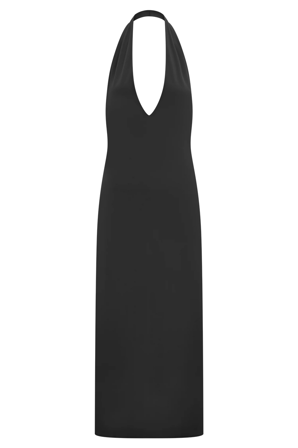 Genie Slinky Halter Midi Dress - Black