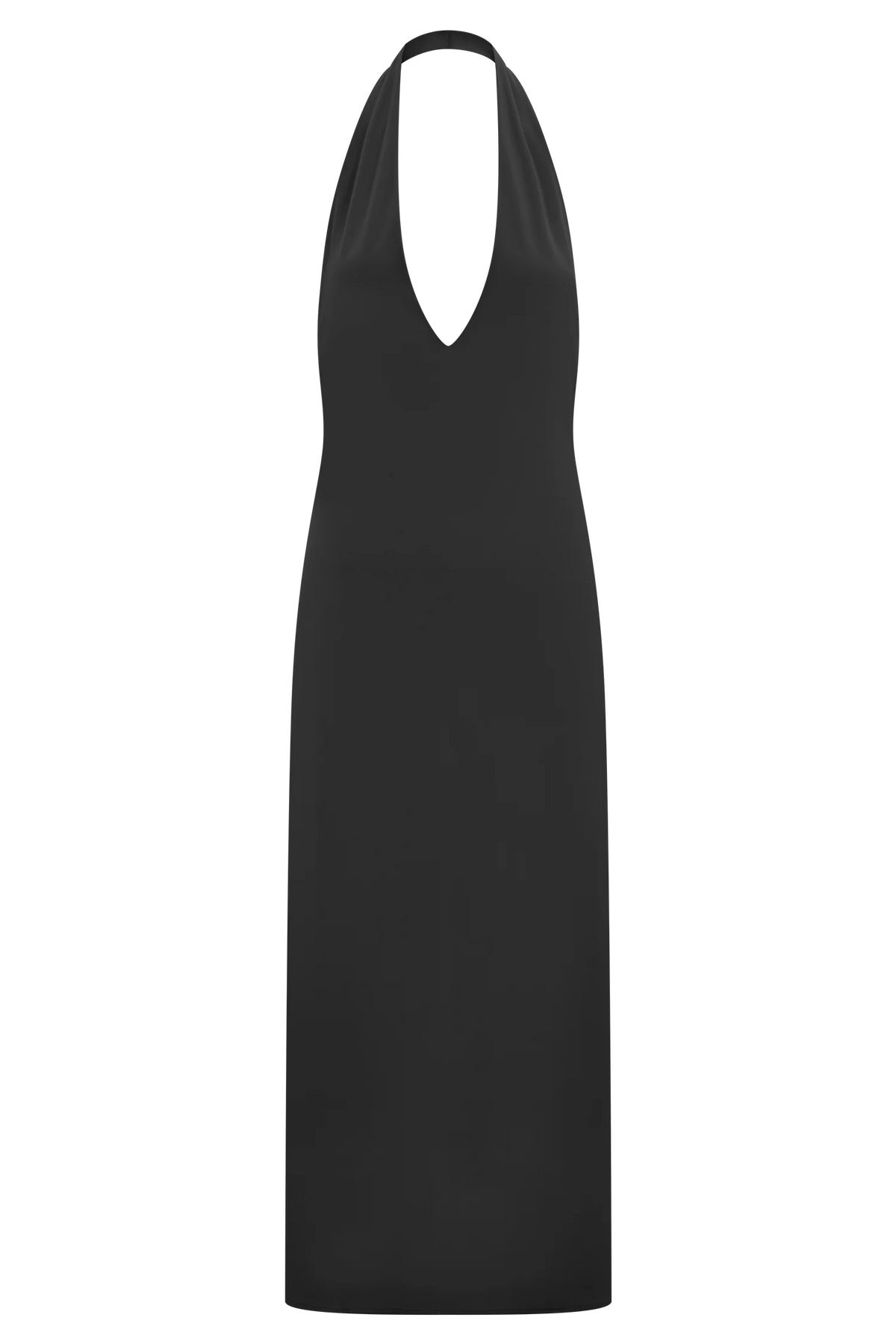 Genie Slinky Halter Midi Dress - Black