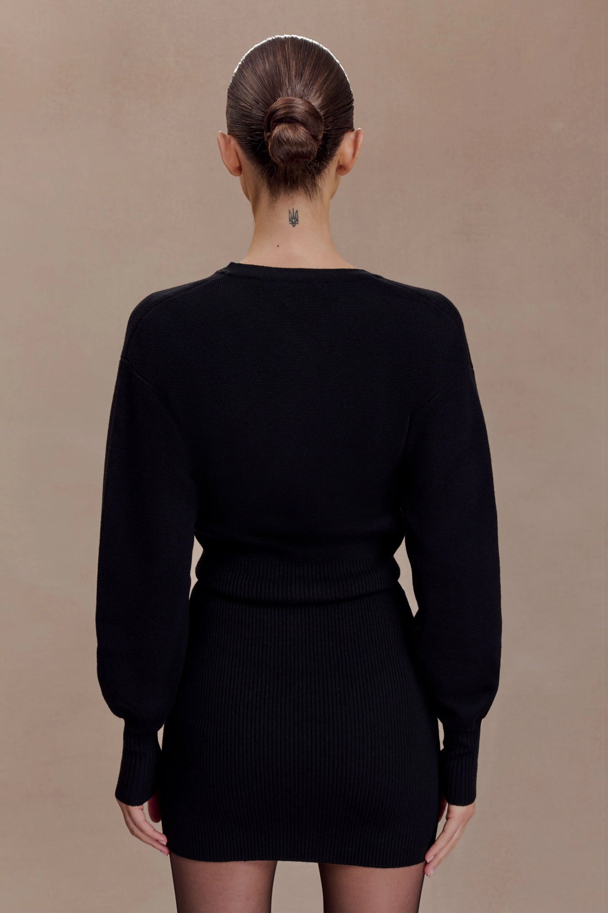 Xaden Wool Mix Knit Mini Dress - Black