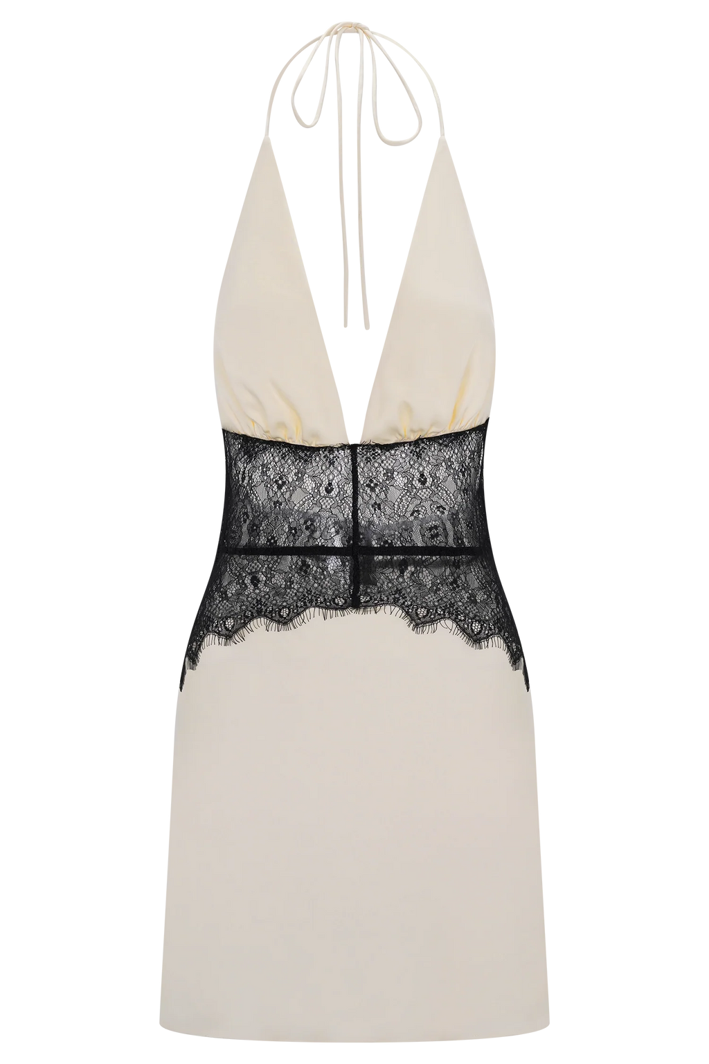 Dinah Lace And Satin Mini Dress - Black/Ivory