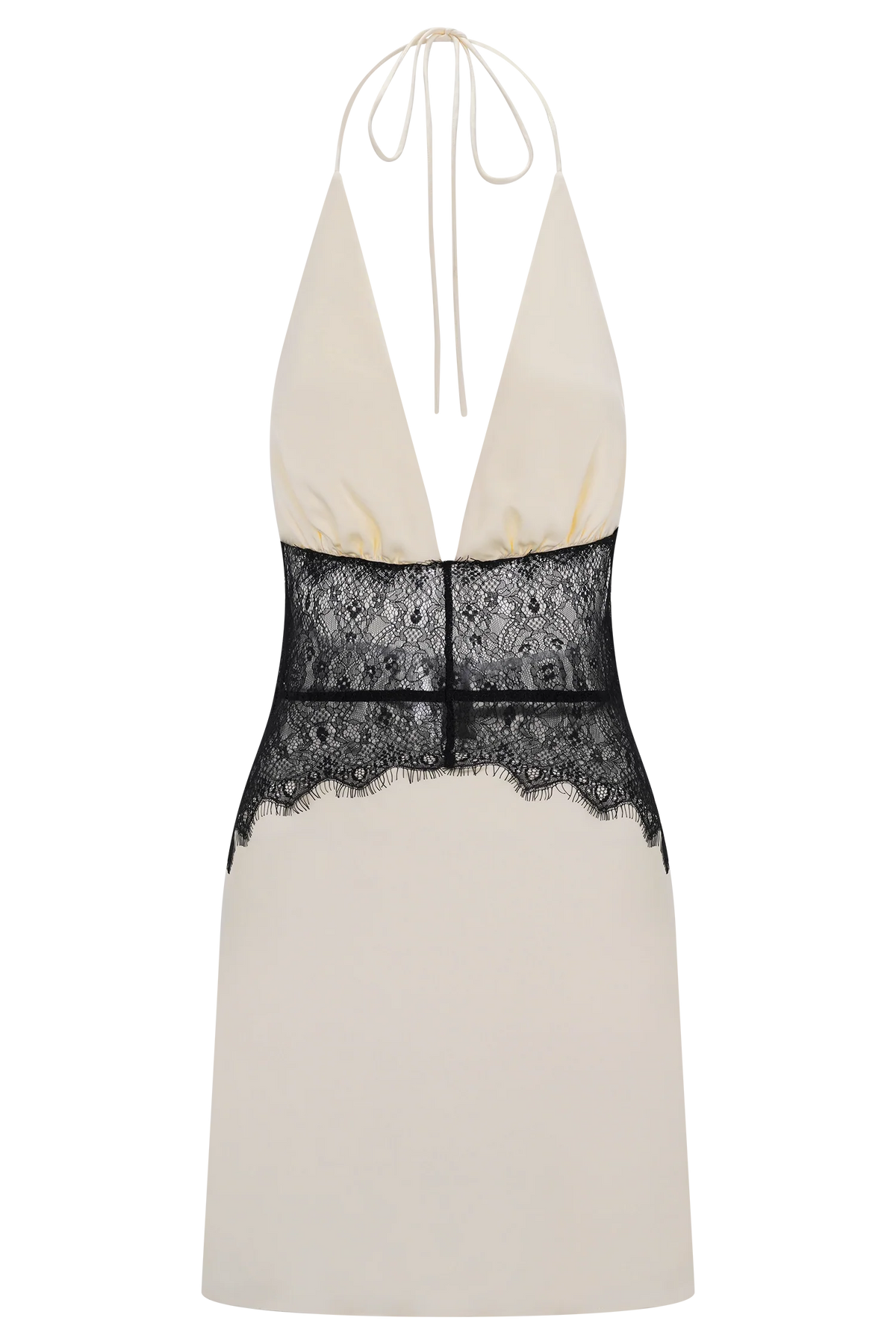 Dinah Lace And Satin Mini Dress - Black/Ivory