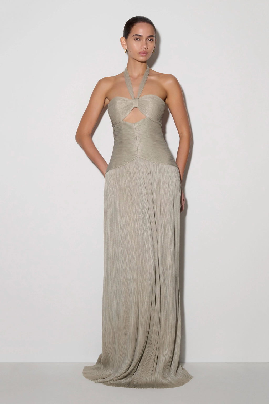 Juliette Pleated Chiffon Maxi Dress - Silver