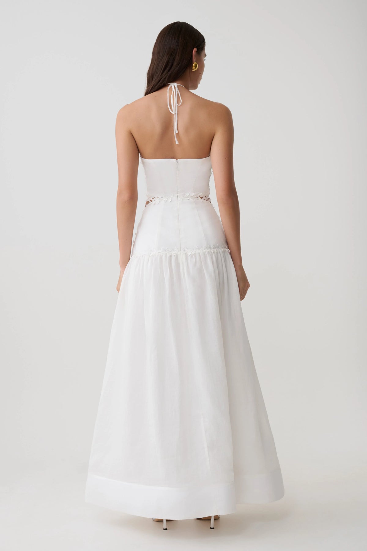 Fiona Linen Halter Maxi Dress - White