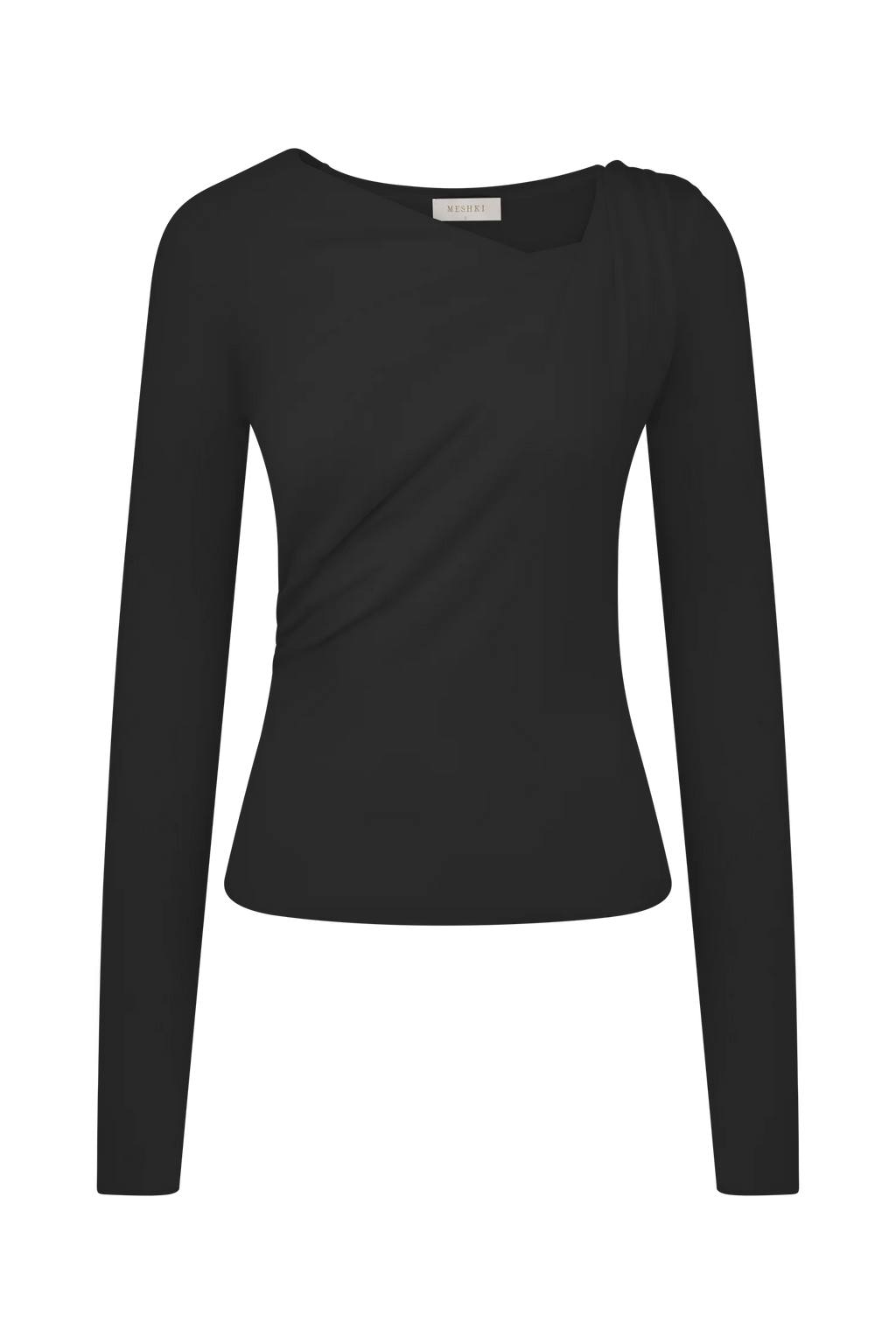 Culver Draped Twist Knit Top - Black