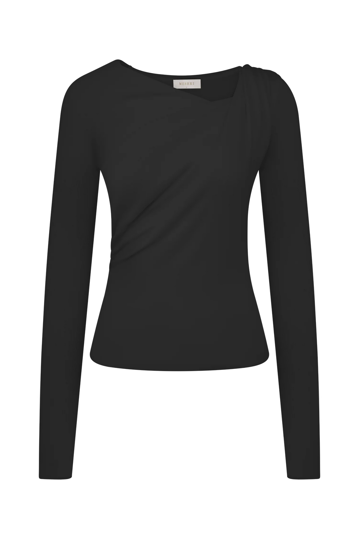 Culver Draped Twist Knit Top - Black