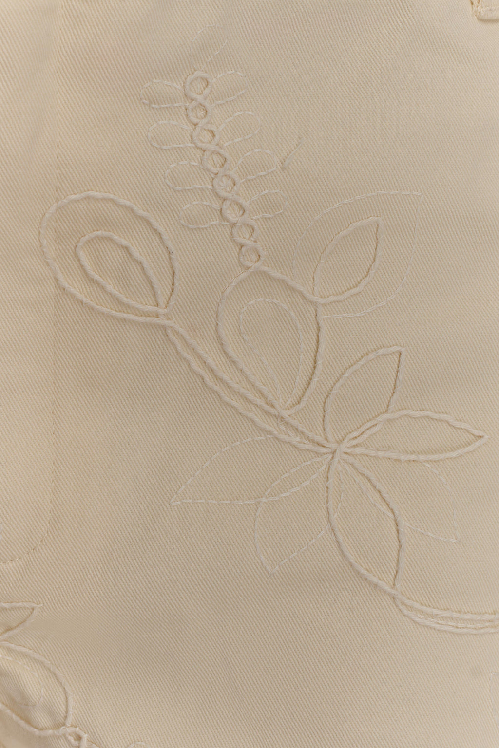 Ebony Embroidered Denim Micro Shorts - Cream