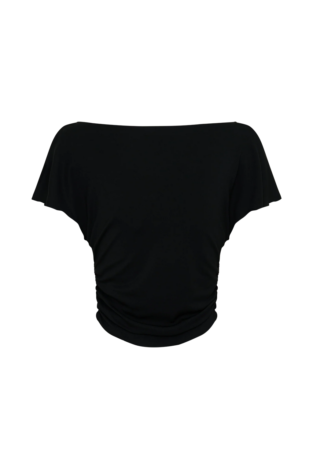Talise Modal Flounce Short Sleeve Top - Black